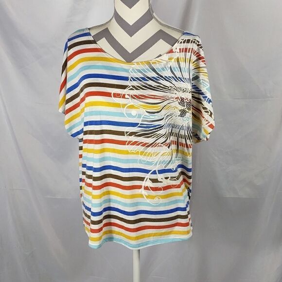 Ing Colorful Striped Drop Back Tee - Picture 1 of 6